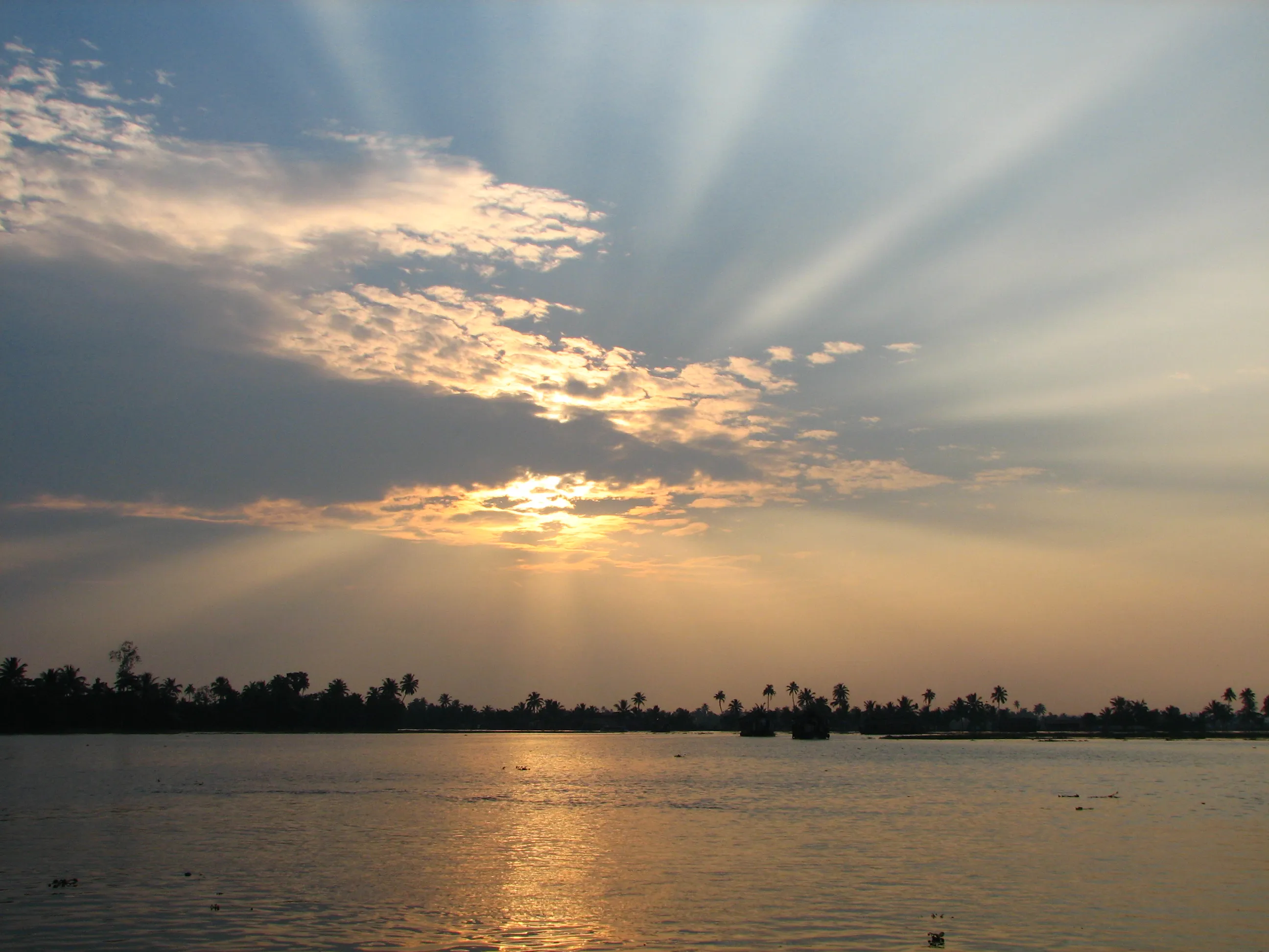 A canoe ride through a narrow canal off the Alleppey backwaters